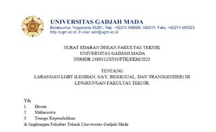 Fakultas Teknik UGM Keluarkan Larangan LGBT, Aturan Itu Dinilai Diskriminatif