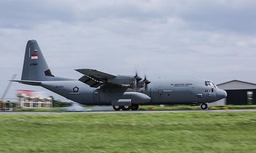 Kedatangan Unit Keempat Pesawat C130J Super Hercules A1344 di Jakarta