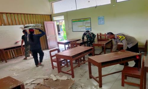 Plafon SDN di Bantul Roboh, Tiga Siswa Terluka Tertimpa Reruntuhan