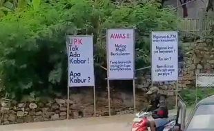 Pertanyakan Kasus Korupsi UPK Batuwarno Wonogiri, Warga Pasang Tulisan Sindiran