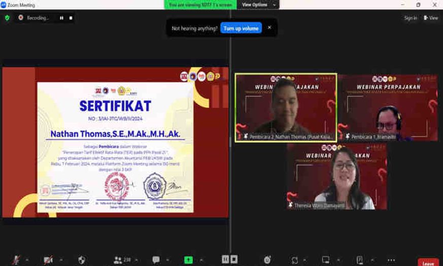 Gelar Webinar Perpajakan, FEB UKSW Gandeng IAI Komisariat Salatiga dan STIE AMA