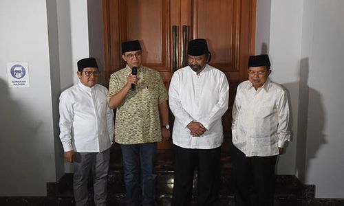 Anies-Muhaimin dan Surya Paloh Hadiri Buka Puasa Bersama di Rumah Jusuf Kalla