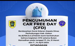 Perhatian Lur! CFD Klaten Ditiadakan Sementara Mulai 17 Maret 2024