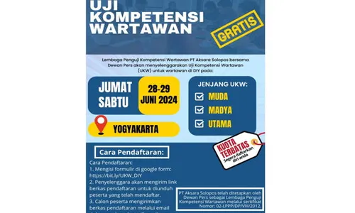 Gratis! Dewan Pers dan Solopos Gelar 4 UKW Tahun 2024, Ini Link & Persyaratan