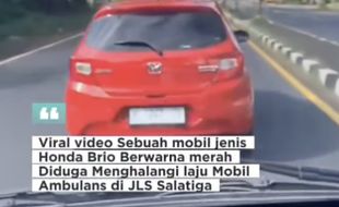 Video Viral Mobil Brio Merah Diduga Adang Ambulans di JLS Salatiga