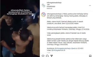 Pelaku Utama Pembunuhan Perempuan di Polokarto Sukoharjo Ditangkap Polisi