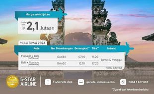 Dorong Pertumbuhan Pariwisata, Garuda Indonesia Buka Rute Manado-Denpasar PP