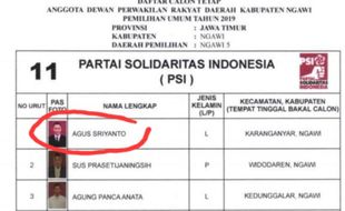 Diduga Langgar PKPU, Terpilihnya Eks Caleg PSI Jadi Anggota KPU Ngawi Disoal