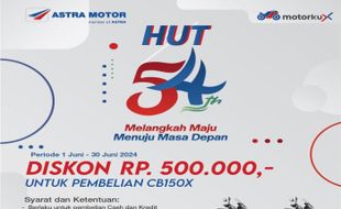 HUT ke-54 Astra Motor, Ada Diskon Pembelian Motor Honda Rp500.000