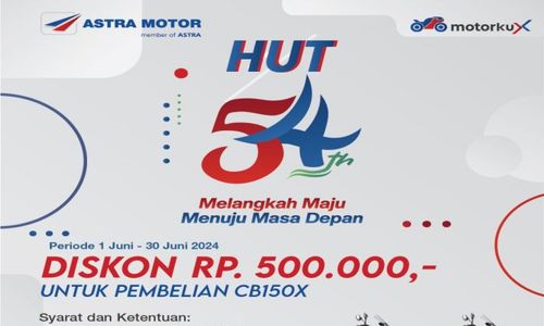 HUT ke-54 Astra Motor, Ada Diskon Pembelian Motor Honda Rp500.000