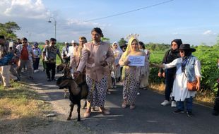 4 Pasang Pengantin Nikah di Peternakan Bantul, Sebelum Akad Tuntun Kambing