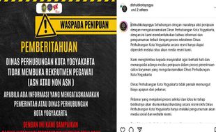 Hati-hati! Loker Palsu Dishub Jogja Disebar di Medsos, 1 Orang Jadi Korban