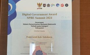 Sukoharjo Raih Peringkat III Nasional Penghargaan Pemerintahan Berbasis Digital