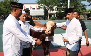 Polres Karanganyar Kurban Tujuh Ekor Sapi dan 11 Ekor Kambing 