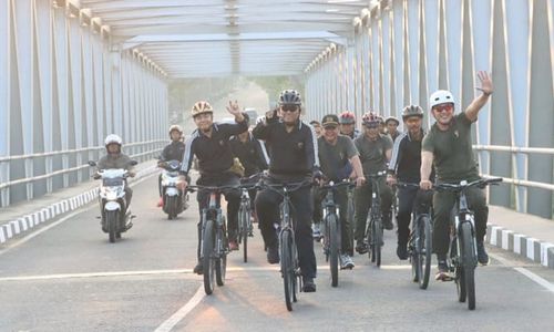 Sambut HUT ke-78 Bhayangkara, Polres Wonogiri Gelar Gowes dan Jalan Sehat