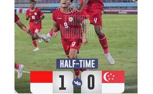 Gool! Disaksikan Ribuan Penonton, Timnas U-16 Unggul 1-0 Atas Singapura