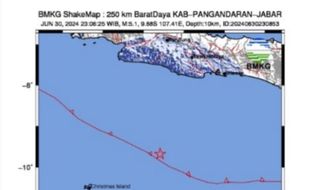 Gempa Bumi M 5,1 Barat Daya Pangandaran Dini Hari akibat Lempeng Indo-Australia