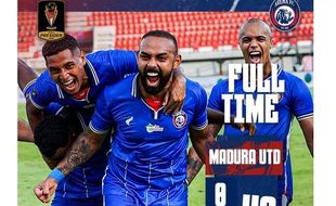 Arema Bantai Madura United 5-0, Persija Ikut Lolos ke Semifinal Piala Presiden