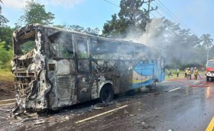 Bus Blue Star yang Kebakaran di JLS Salatiga Ternyata Baru Dicoba dari Bengkel