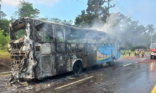 Bus Blue Star yang Kebakaran di JLS Salatiga Ternyata Baru Dicoba dari Bengkel