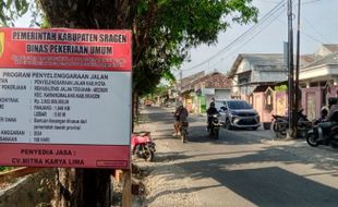 4 Ruas Jalan Rusak Berat di Sragen Dibangun Telan Dana Rp12 Miliar