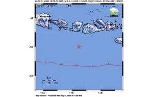 Tengah Hari, Gempa M5,3 Guncang Bali dan NTT