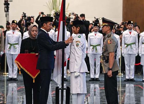 Presiden Jokowi Kukuhkan Paskibraka Nasional 2024 di Istana Negara IKN Kaltim