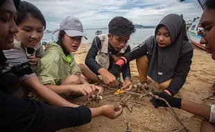 Transplantasi Terumbu Karang oleh Mahasiswa KKN PPM UGM di Pulau Bunaken