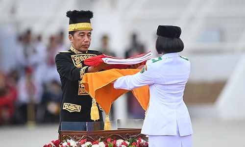 Momen Upacara Bendera Perdana di IKN HUT ke-79 Kemerdekaan RI