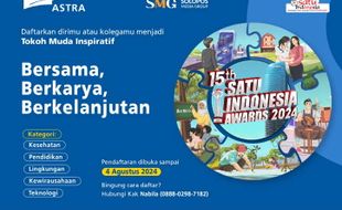 Ada Uang Pembinaan Rp65 Juta, Ini Syarat Daftar SATU Indonesia Awards