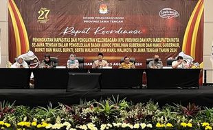 Perkuat Kelembagaan Badan Adhoc Pilkada 2024, KPU Jateng Rakor di Sukoharjo