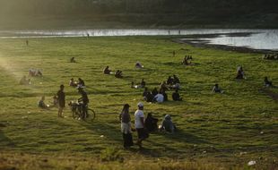 Berubah Jadi Padang Rumput, Keindahan Waduk Tandon Wonogiri Bikin Pengunjung Betah