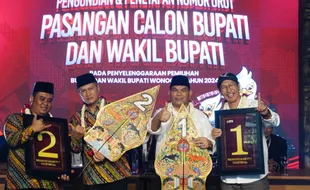 Pengundian Nomor Urut Paslon Pilkada Wonogiri 2024: Tarso-Teguh 1, Setyo-Imron 2