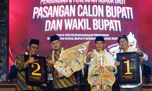 Pengundian Nomor Urut Paslon Pilkada Wonogiri 2024: Tarso-Teguh 1, Setyo-Imron 2