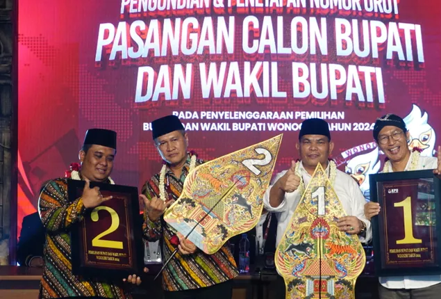 Pengundian Nomor Urut Paslon Pilkada Wonogiri 2024: Tarso-Teguh 1, Setyo-Imron 2