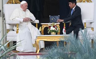 Presiden Jokowi Terima Kunjungan Paus Fransiskus di Istana Merdeka Jakarta