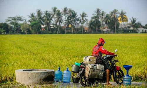 Kekeringan di Serang, Warga Andalkan Air Bersih dari Sumur di Tengah Sawah