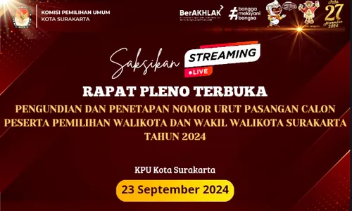 Besok, KPU Solo Undi Nomor Urut Cawali-Cawawali, Warga Bisa Nonton via YouTube