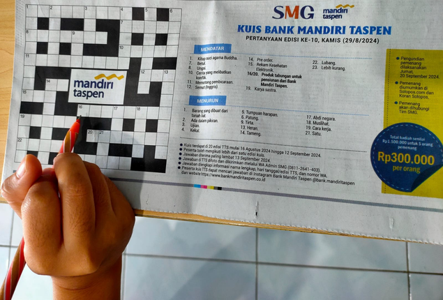 Selamat! Ini 5 Pemenang Kuis TTS Bank Mandiri Taspen di Koran Solopos