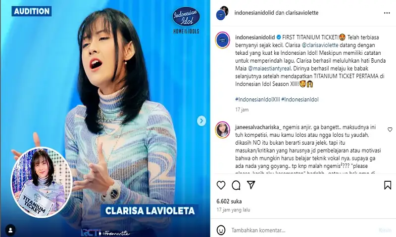 Clarissa Lavioleta dari Solo Lolos Audisi Indonesian Idol 2025