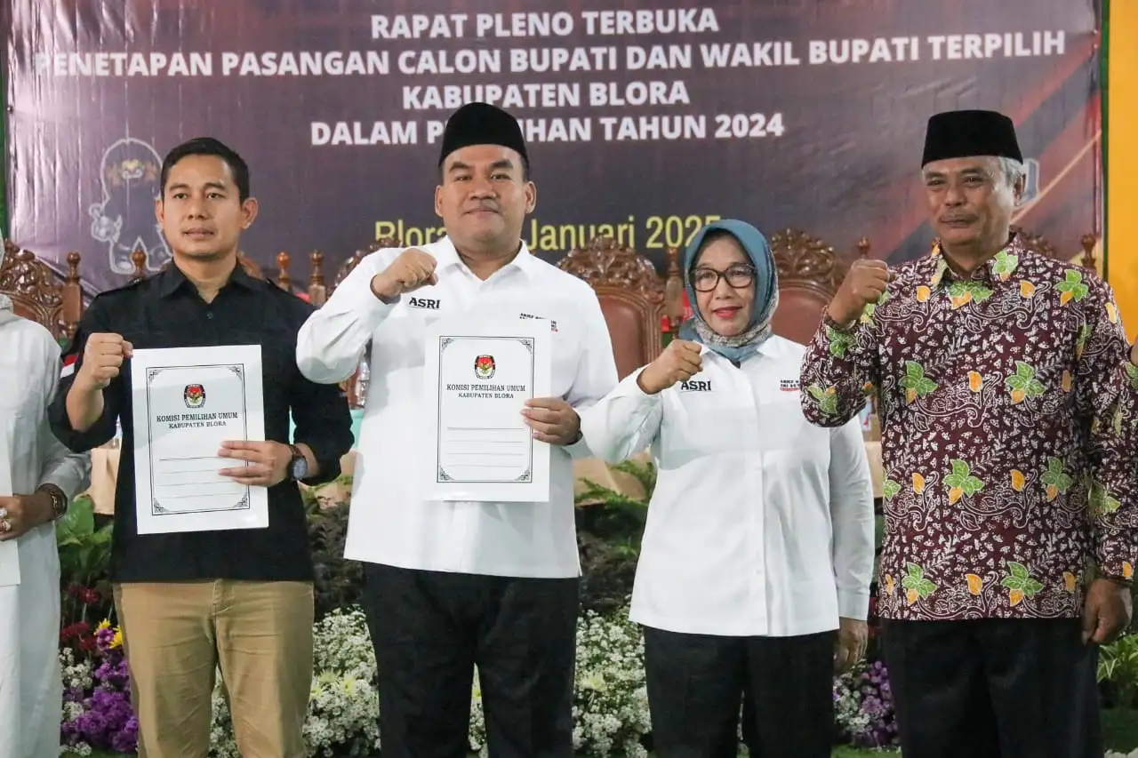 KPU Tetapkan Arief Rohman-Sri Setyorini sebagai Bupati-Wabup Blora Terpilih