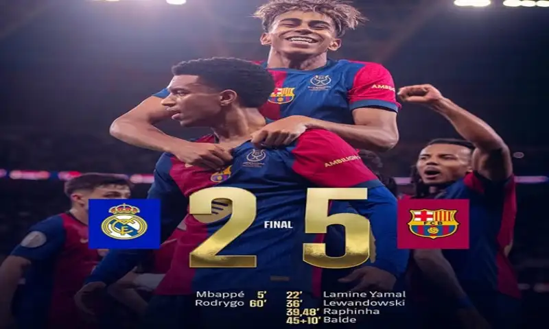 Barcelona Pecundangi Real Madrid 5-2, Raih Gelar Piala Super Spanyol 2025