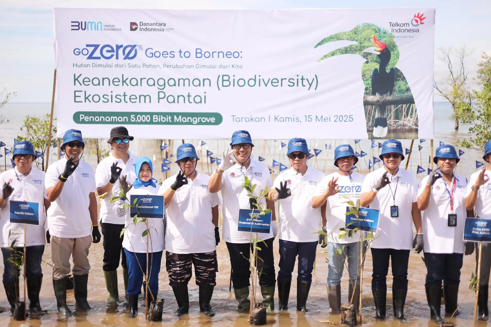GoZero% Goes to Borneo:Telkom Lestarikan Alam, Tanam Ribuan Mangrove di Tarakan