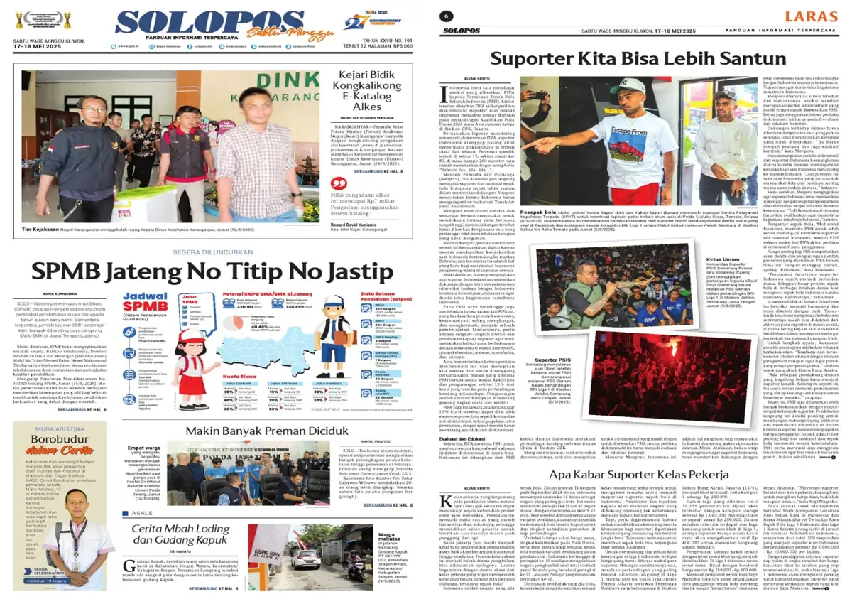 Solopos Hari Ini : SPMB Jateng No Titip No Jastip