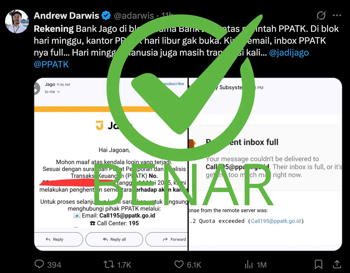 Cek Fakta Kabar Viral Ribuan Rekening Berbagai Bank Diblokir PPATK