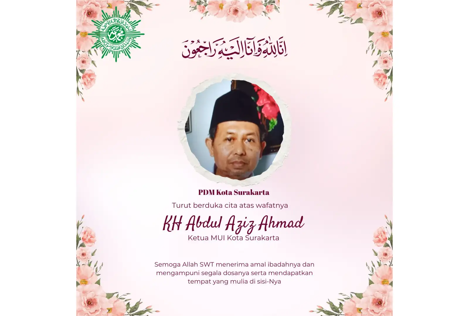 Kabar Duka, Ketua MUI Solo KH Abdul Aziz Ahmad Meninggal Dunia