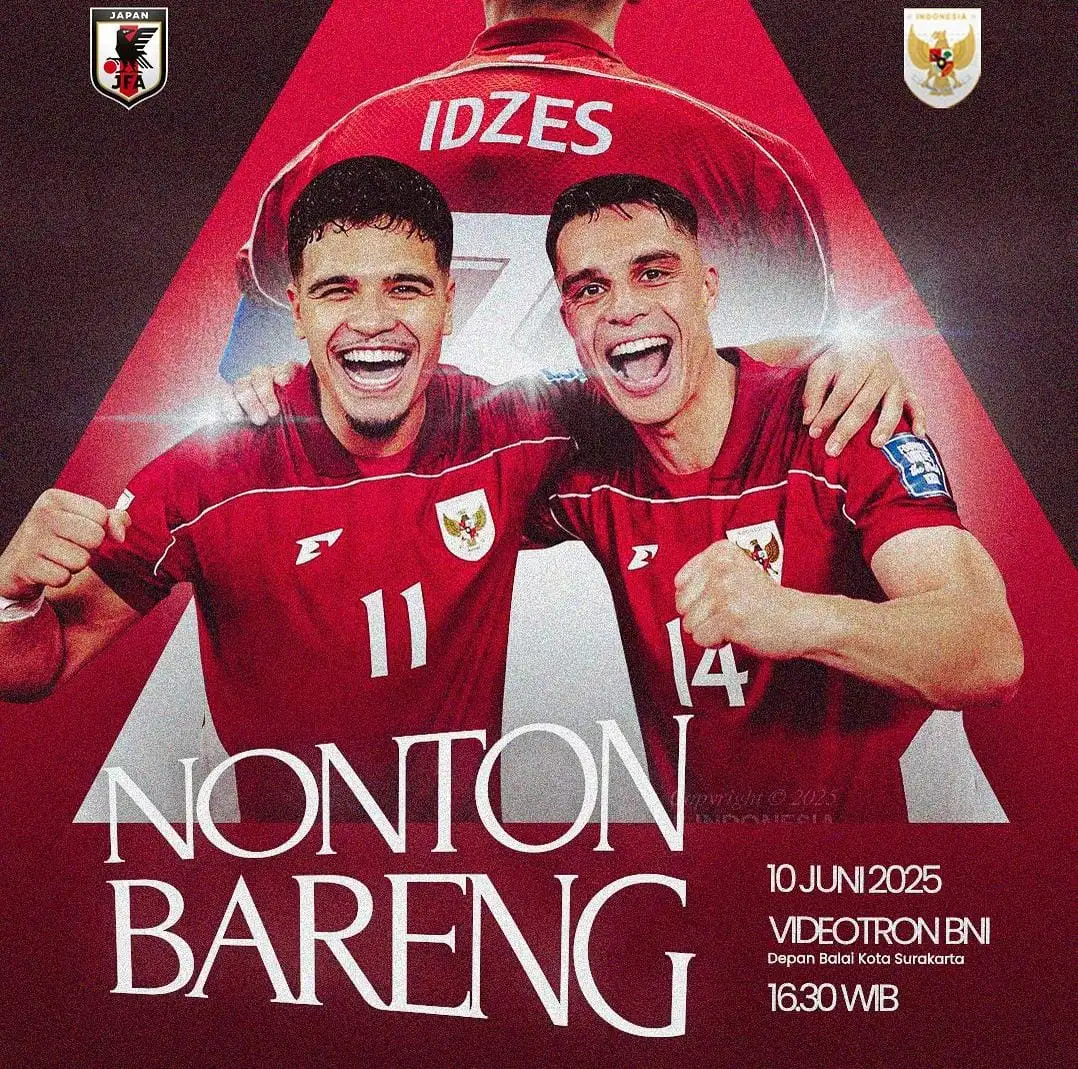 Agenda Solo Hari Ini: Nobar Timnas Indonesia Vs Jepang di Balai Kota dan Alkid