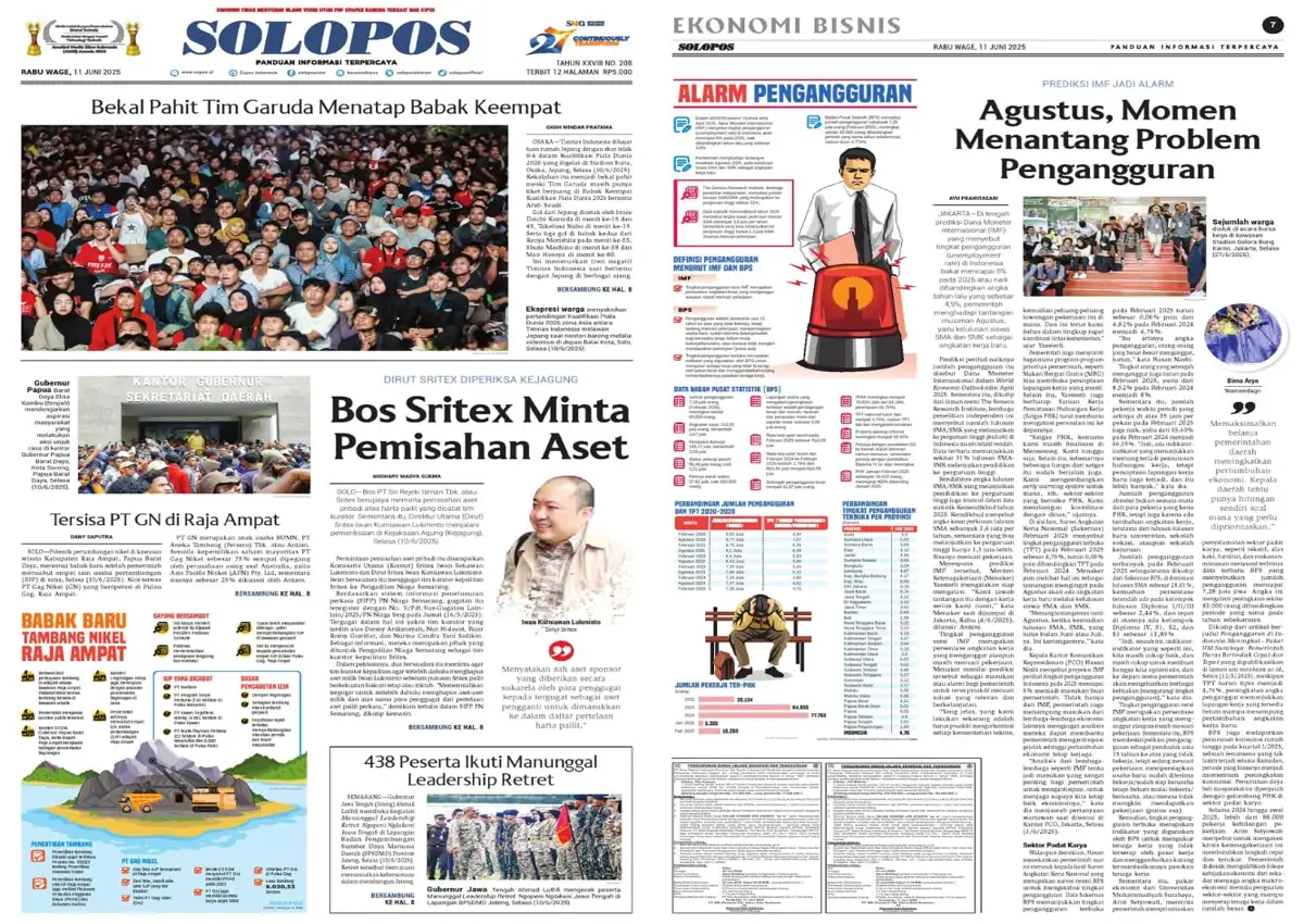 Solopos Hari Ini : Bos Sritex Minta Pemisahan Aset