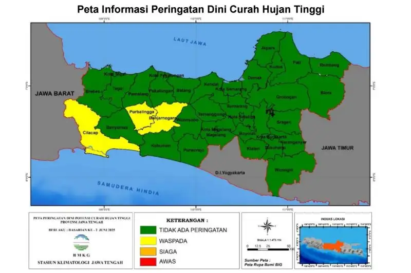 Waspada! Kabupaten di Jateng Berikut Berstatus Curah Hujan Tinggi, Ini Daftarnya