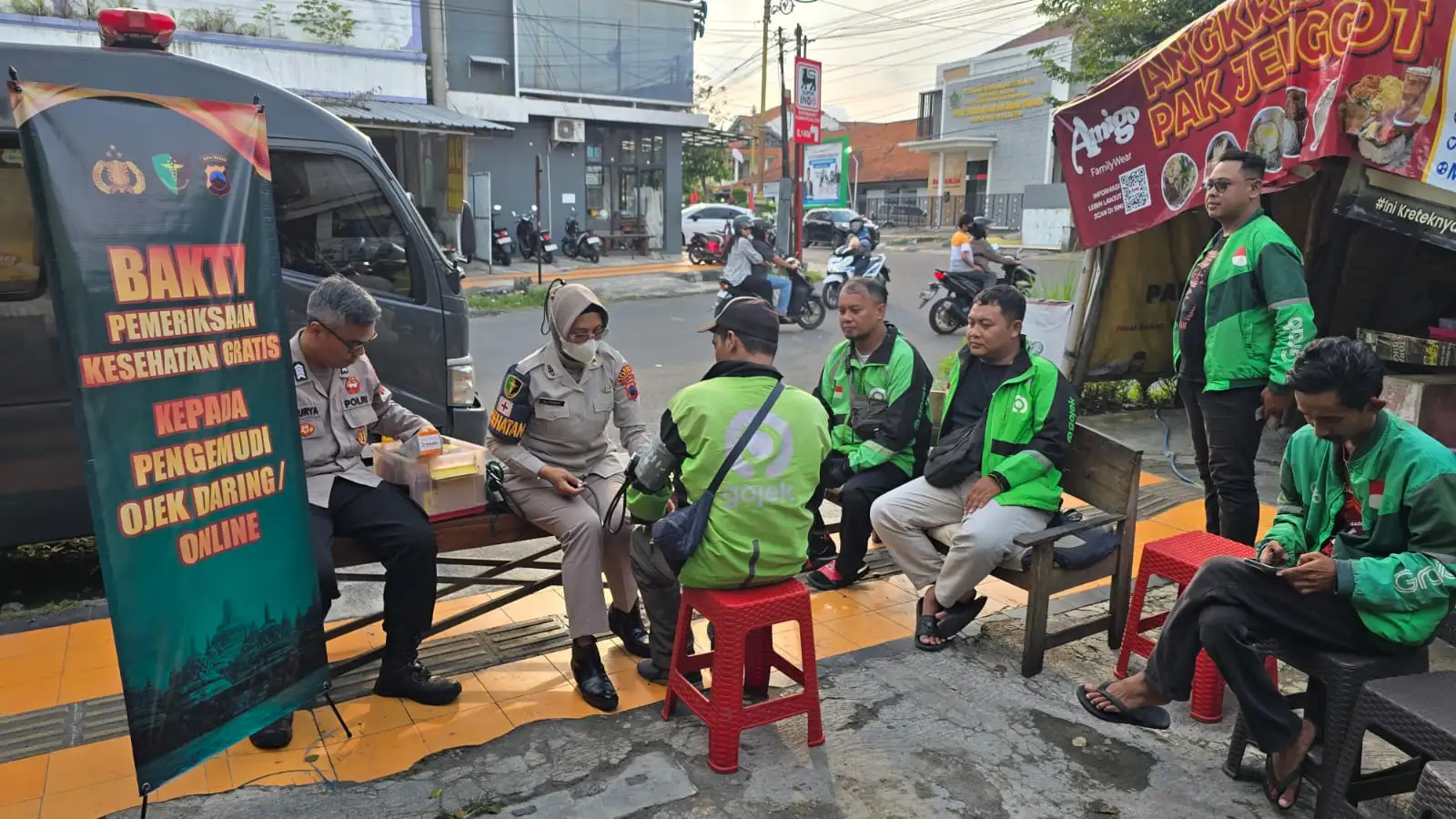 Polres Klaten Datangi Pangkalan Ojol, 57 Driver Diperiksa Kesehatan Gratis
